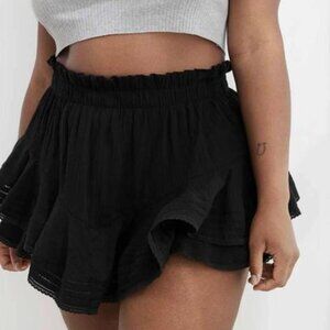 AERIE Rock 'N' Ruffle Black Skort Size XS